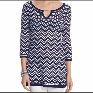 WHBM Navy Blue and White Tunic